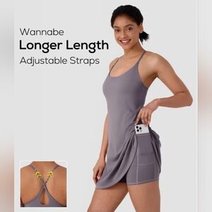 Halara LOT OF 2 Softly zero Plush Backless Active Dresses sz LARGE NEW w/Tags